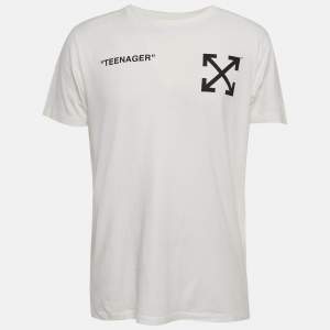 Pre Owned Off-White White Simpson Print Jersey T-Shirt M