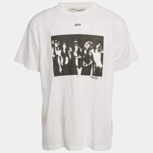 Off-White White Printed Cotton Knit Oversized T-Shirt XS