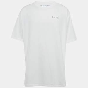 Pre Owned Off-White White Back Print Jersey Oversized T-Shirt L