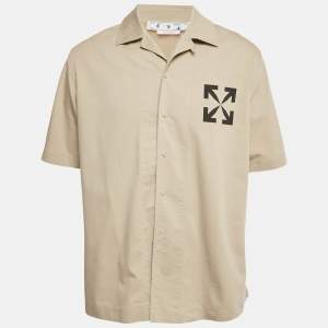 Pre Owned Off-White Beige Arrow Print Cotton Blend Shirt M
