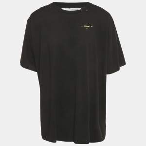 Pre Owned Off-White Black Acrylic Arrow Print Cotton T-Shirt L