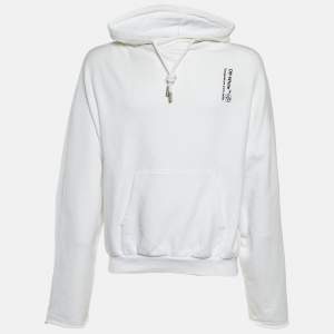 Pre Owned Off-White White Syringe Print Cotton Back Zip Detail Hoodie M