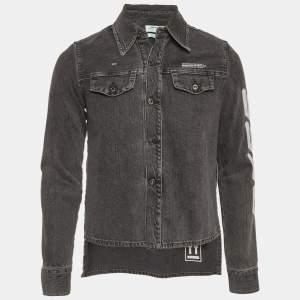 Pre Owned جاكيت أوف وايت دينم رمادي مقاس صغير جدا جدا جدا