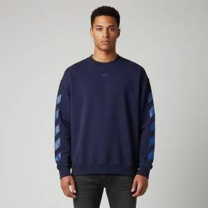 Pre Owned Off White Navy Blue Jersey Long Sleeve Sweatshirt XL  