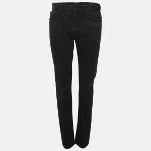 Pre Owned Off-White Black Faded Distressed Denim Slim Fit Jeans XS