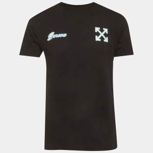 Pre Owned Off-White Black Geneva Logo Graphic Jersey T-Shirt S
