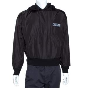 Pre Owned Off-White Black Nylon Knit Trim Hoodie XS