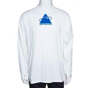 Pre Owned Off-White White Cotton Triangle Planet Print Oversized T-Shirt M