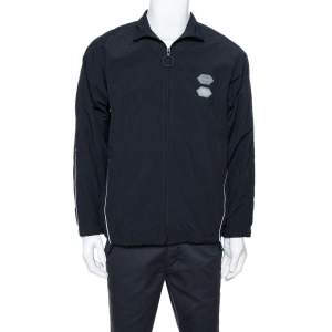 Off-White Black Logo Detail Zip Front Track Jacket L