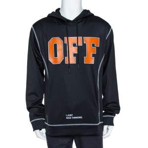Pre Owned Off-White Black  'I just was thinking' Print Hoodie XL
