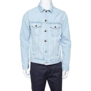 Off-White Light Blue Denim Toned Effect Layered Jacket L