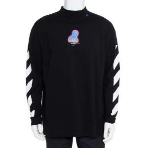 Pre Owned Off-White Black Cotton Diag Thermo Crewneck Sweatshirt S
