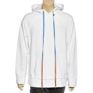 Pre Owned Off-White White Logo Print Cotton Long Sleeve Oversized Hoodie S