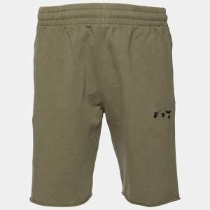 Pre Owned Off-White Khaki Cotton Logo Appliqued Shorts M 