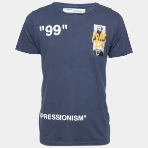 Off-White Blue 1863 Impressionism Print Cotton Short Sleeve T-Shirt M 
