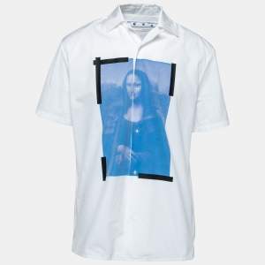Pre Owned Off-White White Cotton Monalisa Holiday Printed Shirt L