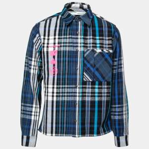 Off-White Blue Printed Checked  Flannel Shirt M