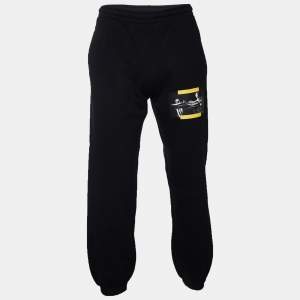 Off-White Black Logo Printed Cotton Knit Sweatpants S