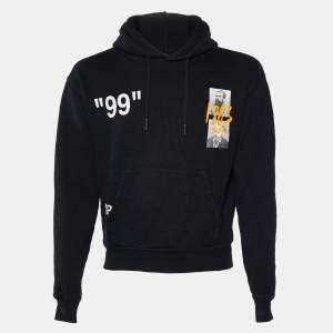 Off-White Black "99" Impressionism Printed Cototn Knit Hoodie XXS