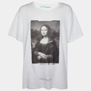 Off-White White Monalisa Printed Cotton Knit Oversized T-Shirt XL