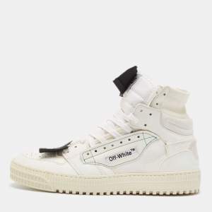 Off-White White Leather and Canvas  3.0 Off Court Sneakers Size 43