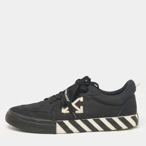 Off-White Black Canvas Vulcanised Lace Up Sneakers Size 47