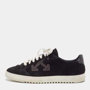 Off-White Black Leather and Suede Vulcanized Sneakers Size 41