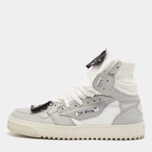 Off-White Grey/White Leather and Canvas Off Court 3.0 Sneakers Size 43
