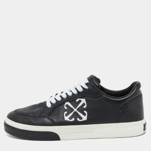 Off-White Black Leather Vulcanized Low Top Sneakers Size 44