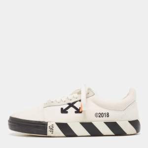 Off-White White Canvas and Suede Vulc Lace Up Sneakers Size 44