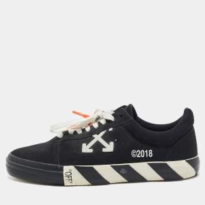 Off-White Black Canvas Vulc Lace Up Sneakers Size 43