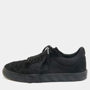 Off-White Black Suede Vulcanized Lace Up Sneakers Size 46