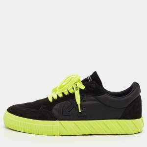 Pre Owned Off-White Black Nylon and Suede Vulc Lace Up Sneakers Size 43