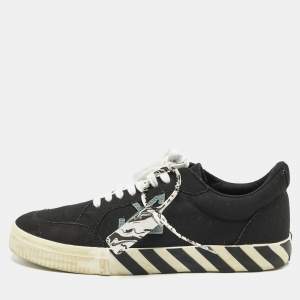 Pre Owned Off-White Black Canvas Vulcanized Low Top Sneakers Size 45
