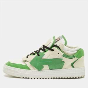 Pre Owned Off-White Floating Arrow Size 43 Green Fabric and Suede Lace Up Sneakers
