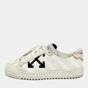 مملوكة مسبقًا Off-White Vulcanized Size 41 White/Grey Leather and Suede Lace Up Sneakers