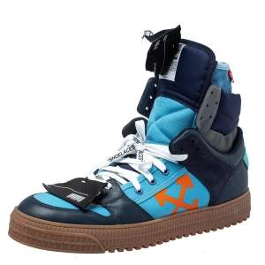 Off-White Blue Canvas And Leather Off-Court 3.0 High Top Sneakers Size 44