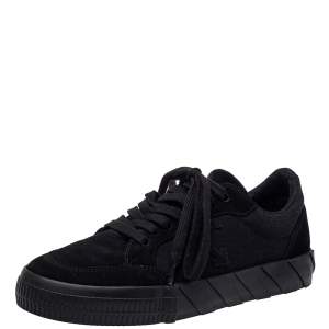 Off White Black Suede And Canvas Vulcanized Low Top Sneakers Size 39