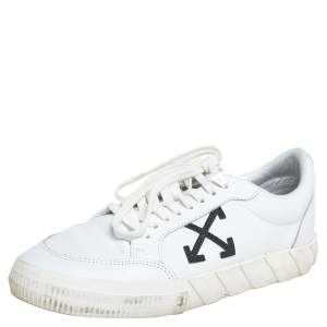 Off-White White Leather Vulcanized Low Top Sneakers Size 42