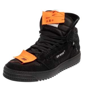 Off-White Black Suede And Canvas Off-Court 3.0 Hight Top Sneakers Size 43