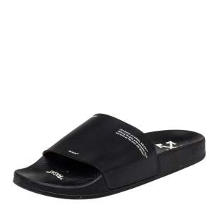Off-White Black Rubber Corporate Print Flat Slides Size 41