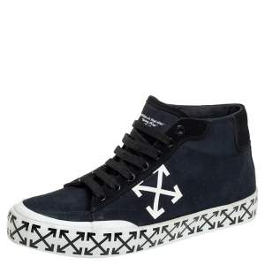 Off-White Blue/Black Canvas And Suede High Top Sneakers Size 40