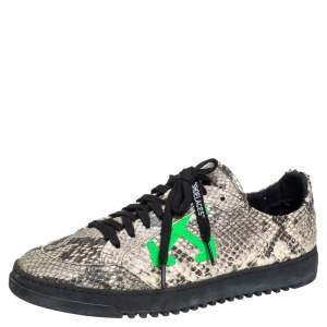 Off-White Black/Beige Snakeskin Embossed Leather 2.0 Sneakers Size 42