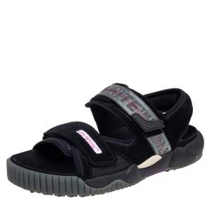 Off-White Black Suede Oddsy Minimal Velcro Sandals Size 40