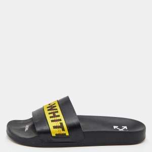 Off-White C/O VIRGIL ABLOH 2020 Black Rubber Industrial Slider Slides Size 46