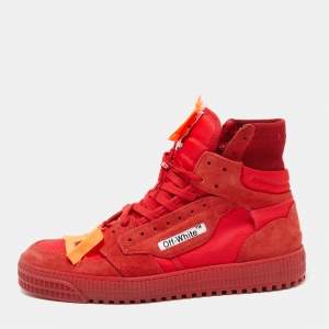 Off-White Red Suede And Canvas Off Court 3.0 High Top Sneakers Size 43