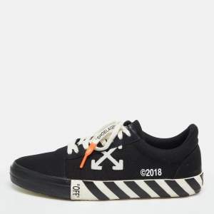 Off-White White/Black Canvas Vulcanized Low Top Sneakers Size 43 