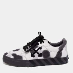 Off-White White/Black Tie-Dye Vulcanized Canvas Low-Top Sneakers Size 42
