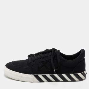 Pre Owned Off White Black Canvas  Vulc  Low Top Sneakers Size 46