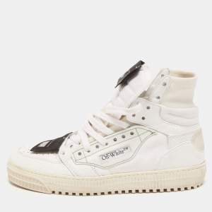 Pre Owned Off-White White Canvas And Leather Off Court 3.0 High Top Sneakers Size 40